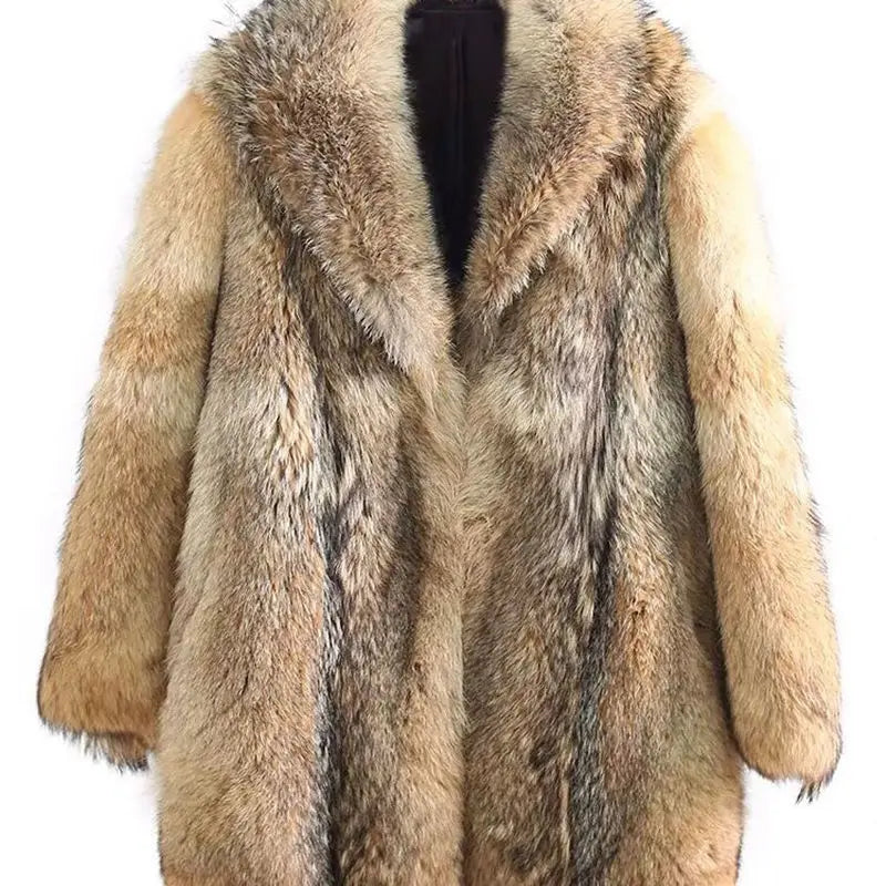 Winter New Men's Long Wolf Fur Grass Coat