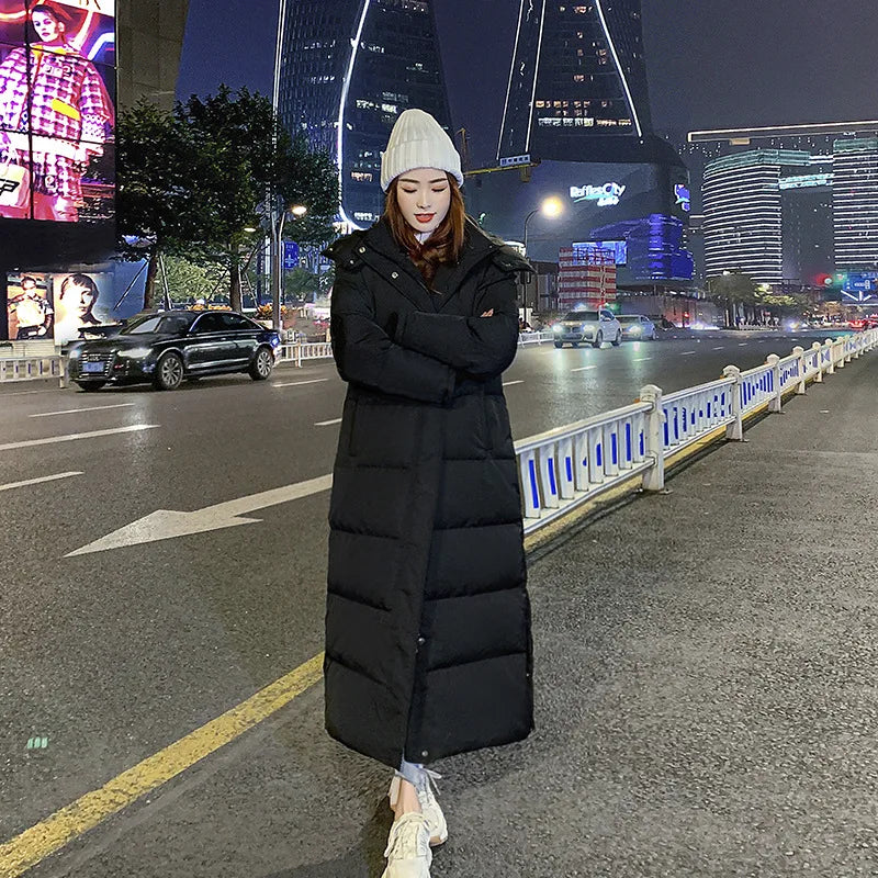 Women's Long Waterproof Down Coat with Hood - Plus Size Winter Wear